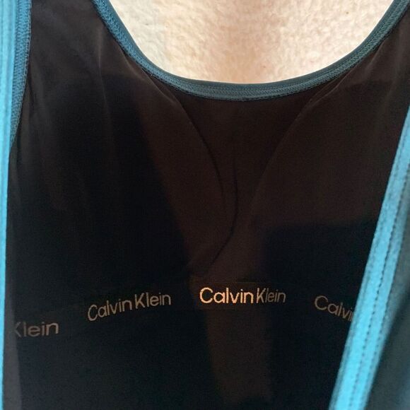 Calvin Klein Women's Nylon Blend Tuck‎ Front One-Piece Blue Swimsuit Size 6 NWT - Picture 4 of 8